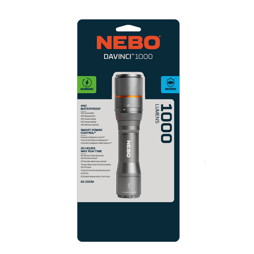 NEBO Davinci - Linterna de mano potente, recargable e impermeable y NEBO Davinci - Linterna de mano potente, recargable e impermeable y