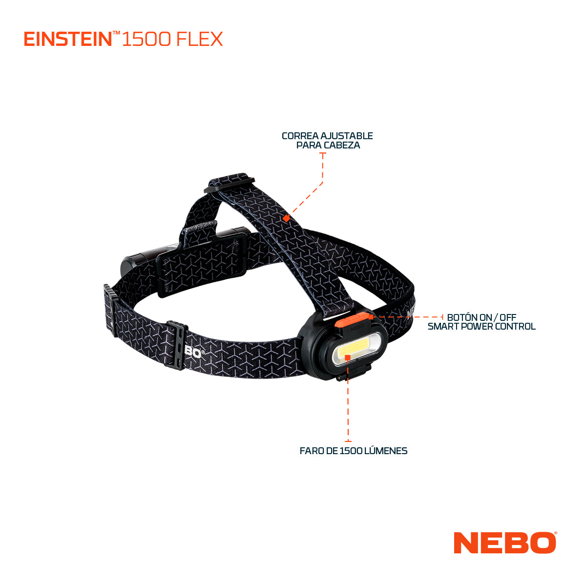 LED Stirnlampe NEBO Einstein 1500 Flex Alu/ABS